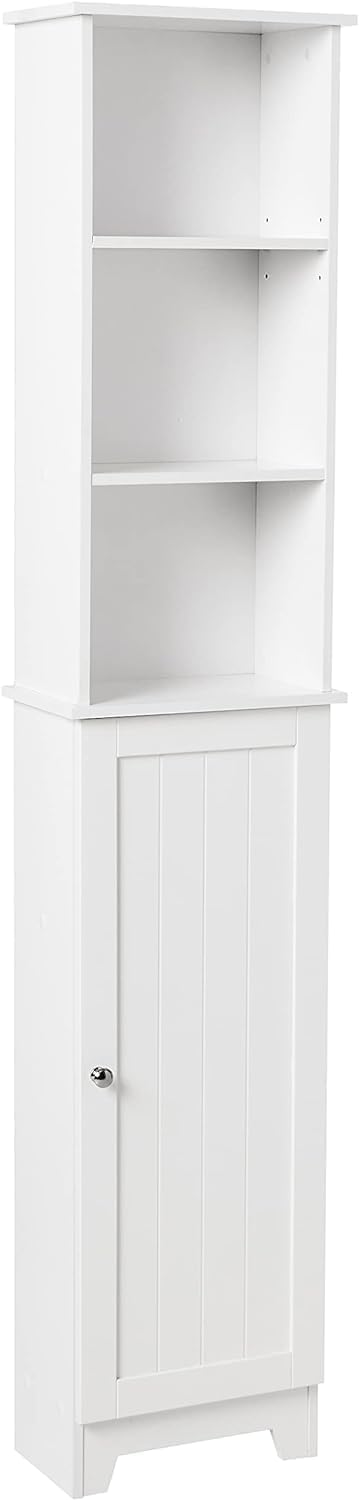 Mainstays White – Torre de lino para almacenamiento de baño