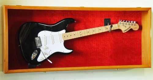 Vitrina de guitarra para guardabarros o acústicos con protección UV, bloqueable con montaje horizontal, color negro