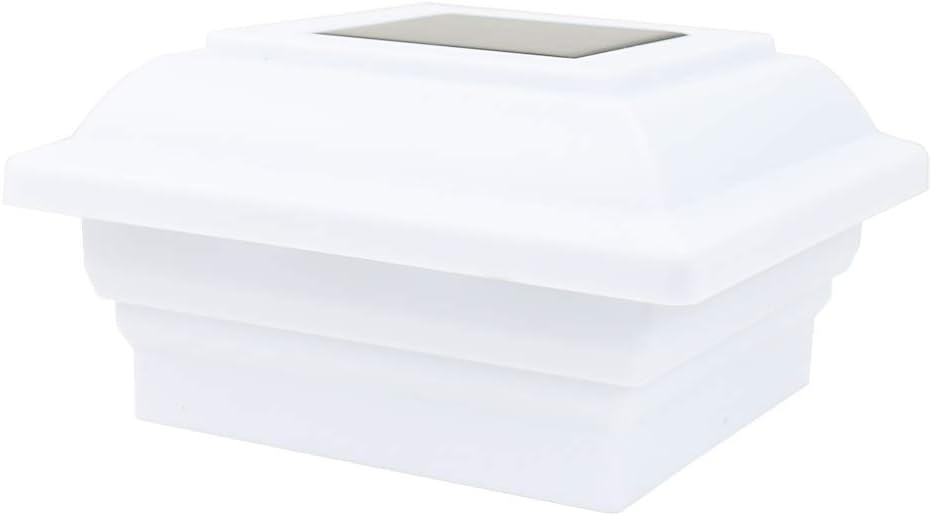 Paquete de 4 unidades blancas para jardín al aire libre, 5 x 5, solares 12 SMD LED, tapa de cubierta de poste, luz de valla cuadrada, lámpara de