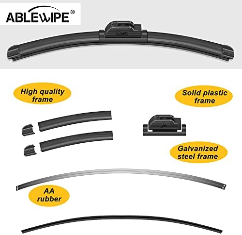 ABLEWIPE Limpiaparabrisas de automóvil de 20 pulgadas + 19 pulgadas para ventana delantera (juego de 2)