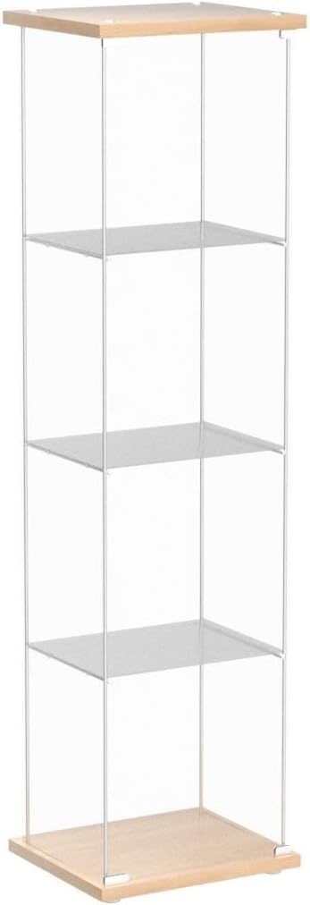 JT Vitrina de cristal con 4 estantes con puerta, fácil de instalar, vidrio templado sólido, estantería Curio de pie para sala de estar, dormitorio,
