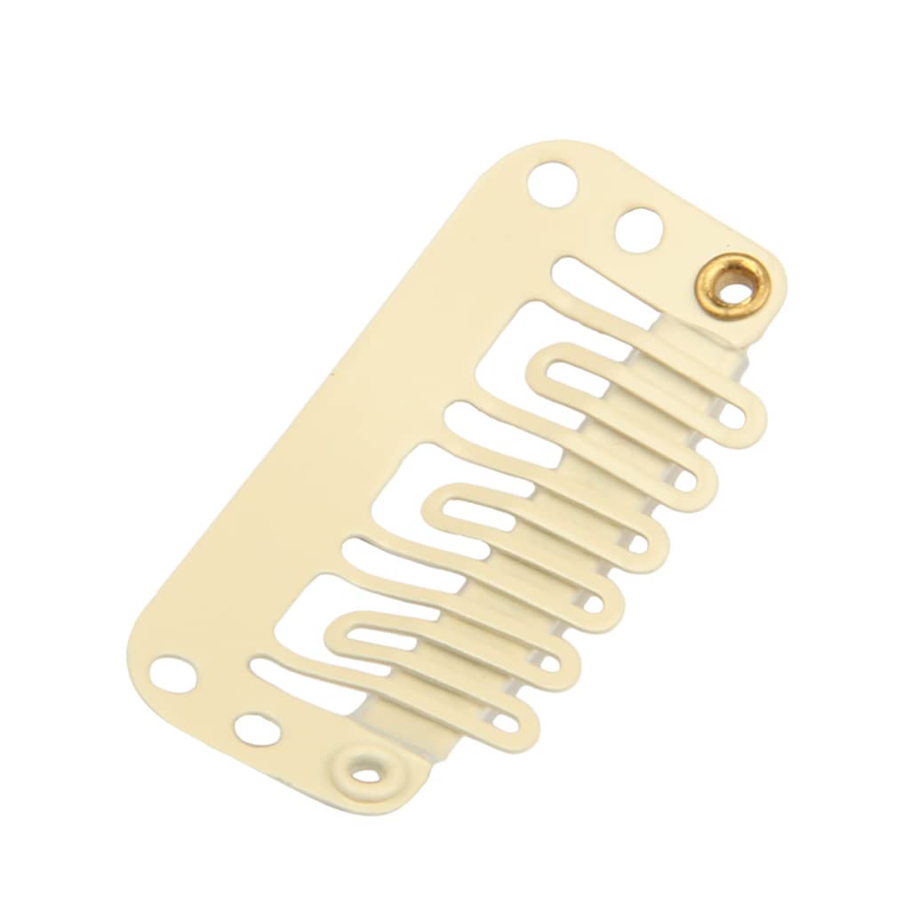 ZLCHE 50 pinzas de extensión de cabello con clip a presión para extensiones de cabello, 1.3 in1.26 pulgadas, 6 dientes en forma de U (beige)
