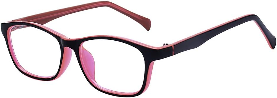 ALWAYSUV Gafas de computadora con luz azul para bloquear el dolor de cabeza UV, lentes transparentes, unisex, para niños, adolescentes, salmón, rosa