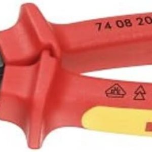 KNIPEX Herramientas – Cortadores diagonales de alto apalancamiento, aislamiento de 1000 V (7408200SBA), 8 pulgadas, rojo KNIPEX Herramientas – Cortadores diagonales de alto apalancamiento, aislamiento de 1000 V (7408200SBA), 8 pulgadas, rojo