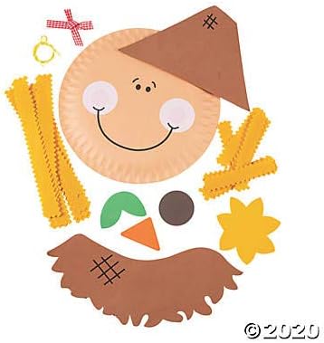 Kit de manualidades de espantapájaros con placa de papel, hace 12 manualidades de otoño para niños y actividades divertidas en el hogar