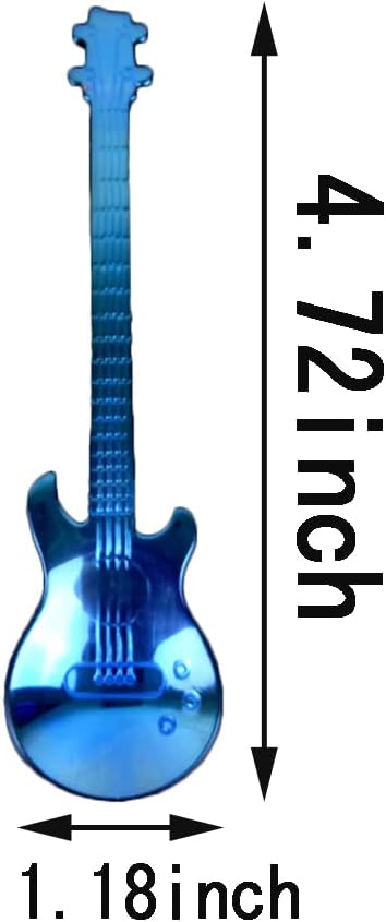 Juego de 5 cucharas de guitarra, juego de cucharas de té, juego de cucharas de té coloridas de acero inoxidable, cuchara de mezcla de té, café de