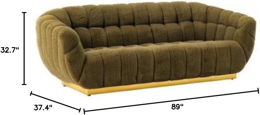 Acanva Sofá de sala de estar similar a la lana, estilo moderno de mediados de siglo con rendimiento de conchas marinas y base de metal, decoración
