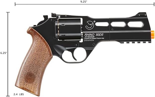 Lancer Tactical x Bo Manufacture Chiappa Rhino Revolver 330 FPS Full Metal 50DS 357 Magnum Style 0.236 in Revólver Airsoft – Negro