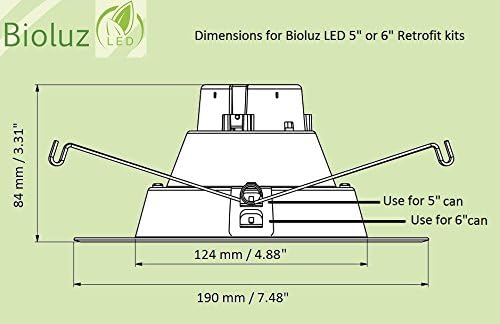 Bioluz LED Lámpara LED empotrada RETROFIT de 6 pulgadas (reemplazo de 120 vatios), color blanco cálido, regulable, con certificación UL,