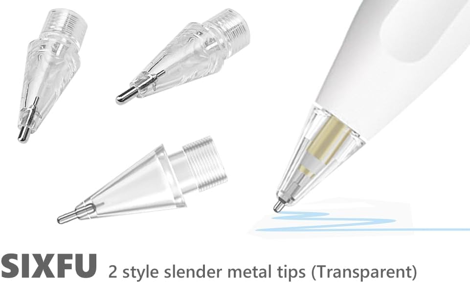 Puntas mejoradas para Apple Pencil, punta fina de metal delgado con control preciso para Apple Pencil 21 Gen iPencil (4 unidades, transparentes)
