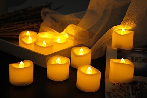 Velas de té sin llama que funcionan con pilas, velas votivas LED realistas parpadeantes de larga duración para Halloween, Acción de Gracias,