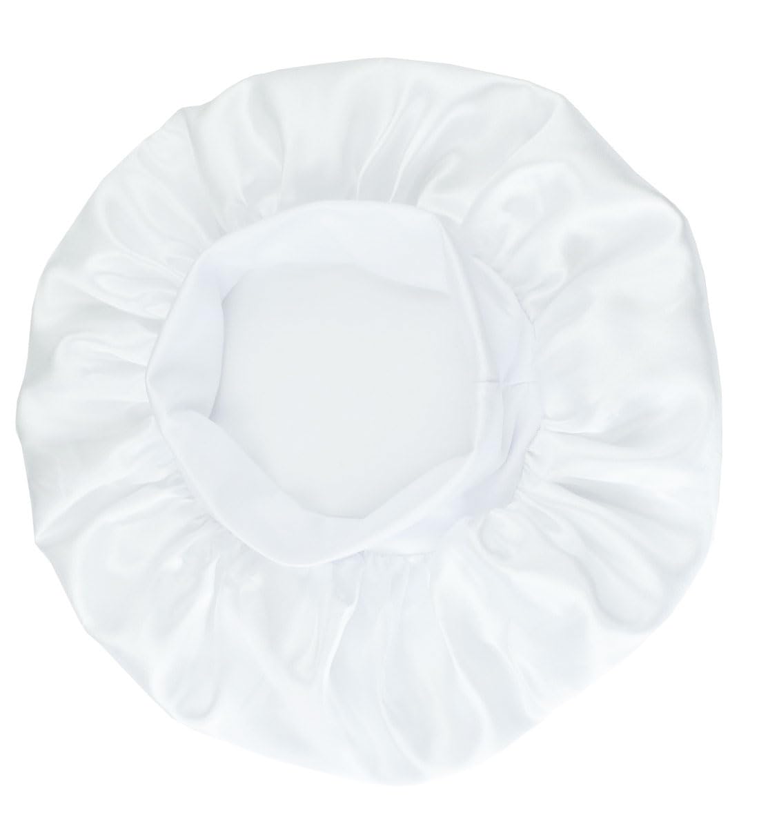 AILONSHAWN Gorro de satén para cabello rizado, gorro de seda para dormir, gorro de seda para dormir, gorra de seda blanca de banda ancha para la