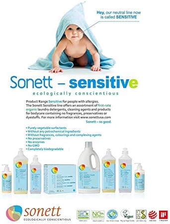 Sonett Líquido orgánico para lavar platos, limpiador multiusos para pieles sensibles para personas con alergias (17 onzas líquidas (1 unidad))