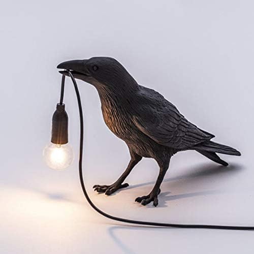Luluckly Raven Light Birds Lámparas de mesa Dormitorio Resina Cuervo Lámpara de Escritorio Lámpara de Mesilla Luz de Pared Aplique Negro A