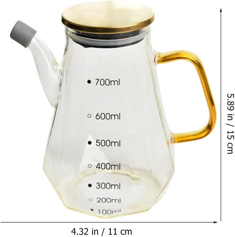 UPKOCH Botella dispensadora de aceite para freír, botella de aceite de vidrio con asa y tapa, dispensador de aceite y vinagre, contenedor de líquido