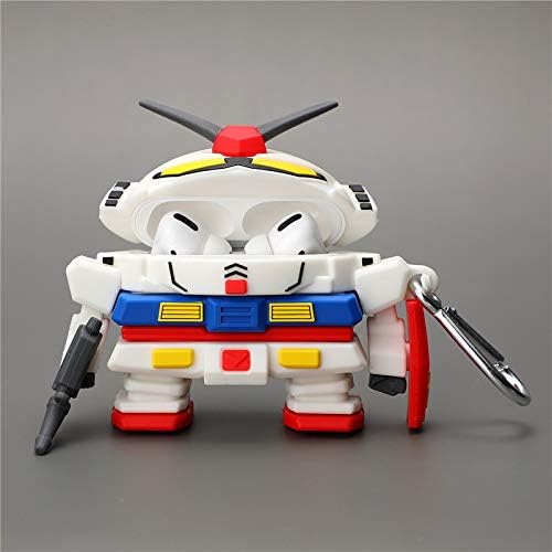 LUCKESSA Creative Cool Hero White Robot Soldier Funda para auriculares para AirPods Pro, Transformer Robot Soft Silicona Fuerte Protección