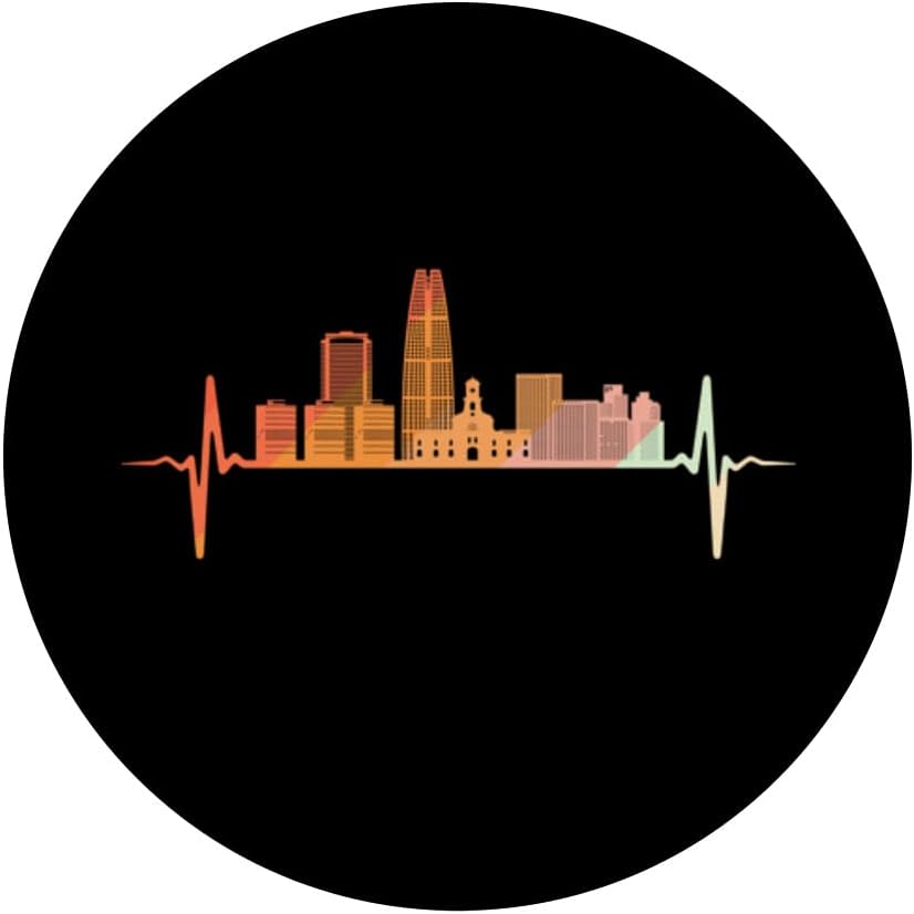 Santiago de Chile skyline heartbeat retro vintage style PopSockets Swappable PopGrip
