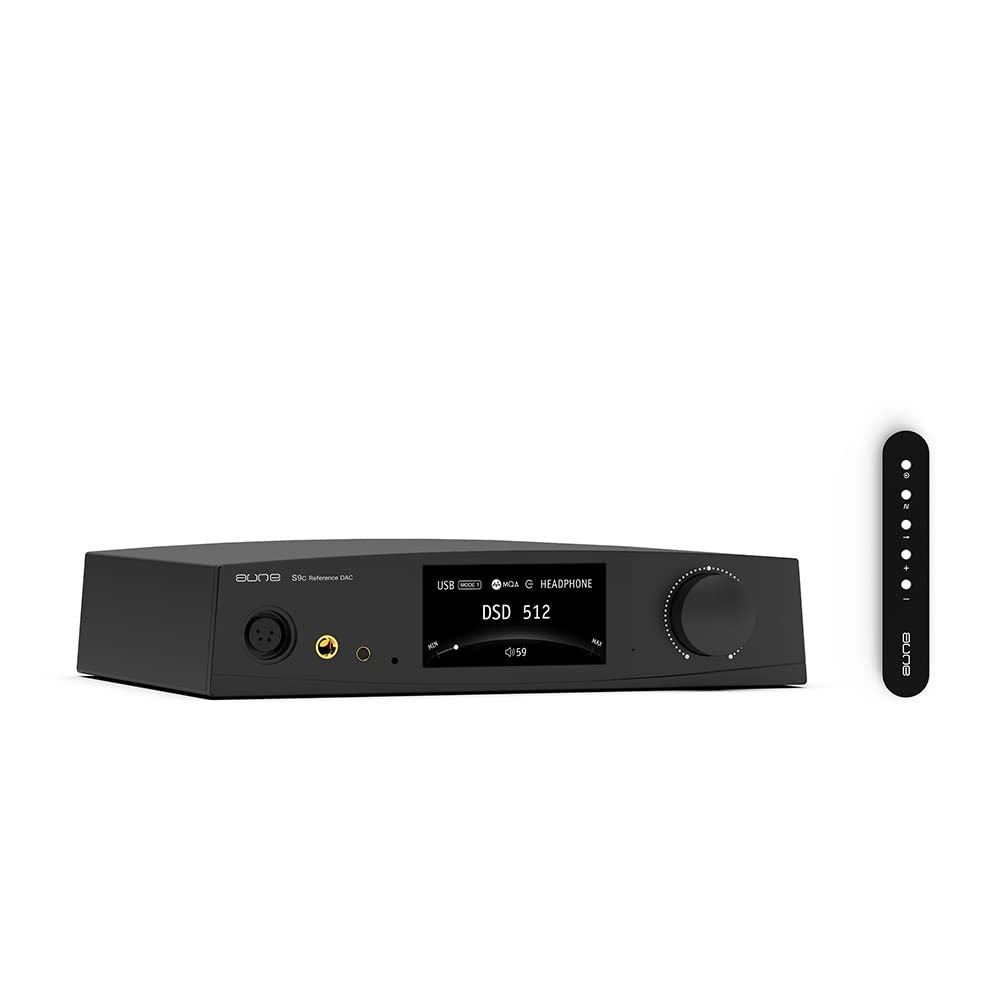 aune S9c Pro DAC con amplificador de auriculares, entrada de reloj de 10 MHz, 32 bits768 kHzDSD512MQA, chip de doble DAC, conector 6.35XLR4.4,