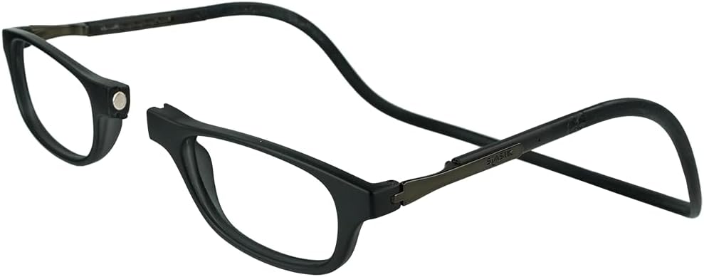 Clic Slastik – Anteojos de lectura magnéticos con bloqueo de luz azul de banda suave, lectores de computadora con patillas ajustables, Windu (M-XL)