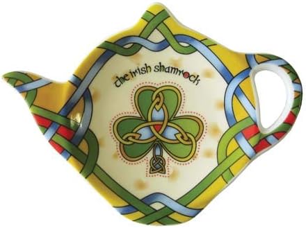 Royal Tara Juego de 1 taza de trébol irlandés y 1 soporte para bolsa de té, caja de tejido irlandés