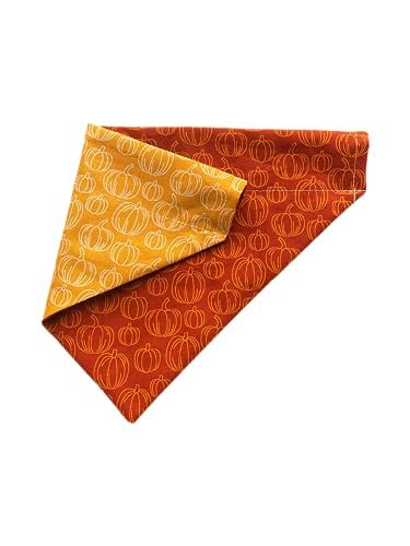 Halloween Dog Bandana  Reversible Slip On Dog Bandana  Orange Bandana  Slip Over The Collar Bandana  For Small Medium Or Large Dogs (Pumpkins, XS)