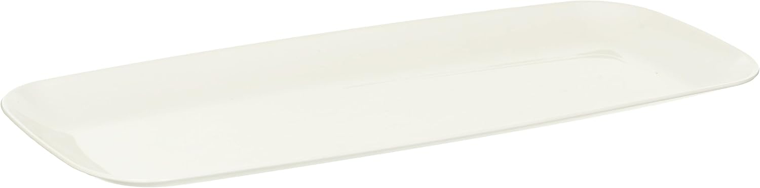 Bluesky Trading Bandeja rectangular orgánica blanca (paquete de 2)  10.6 pulgadas  Platos de plástico elegantes y ecológicos, perfectos para fiestas