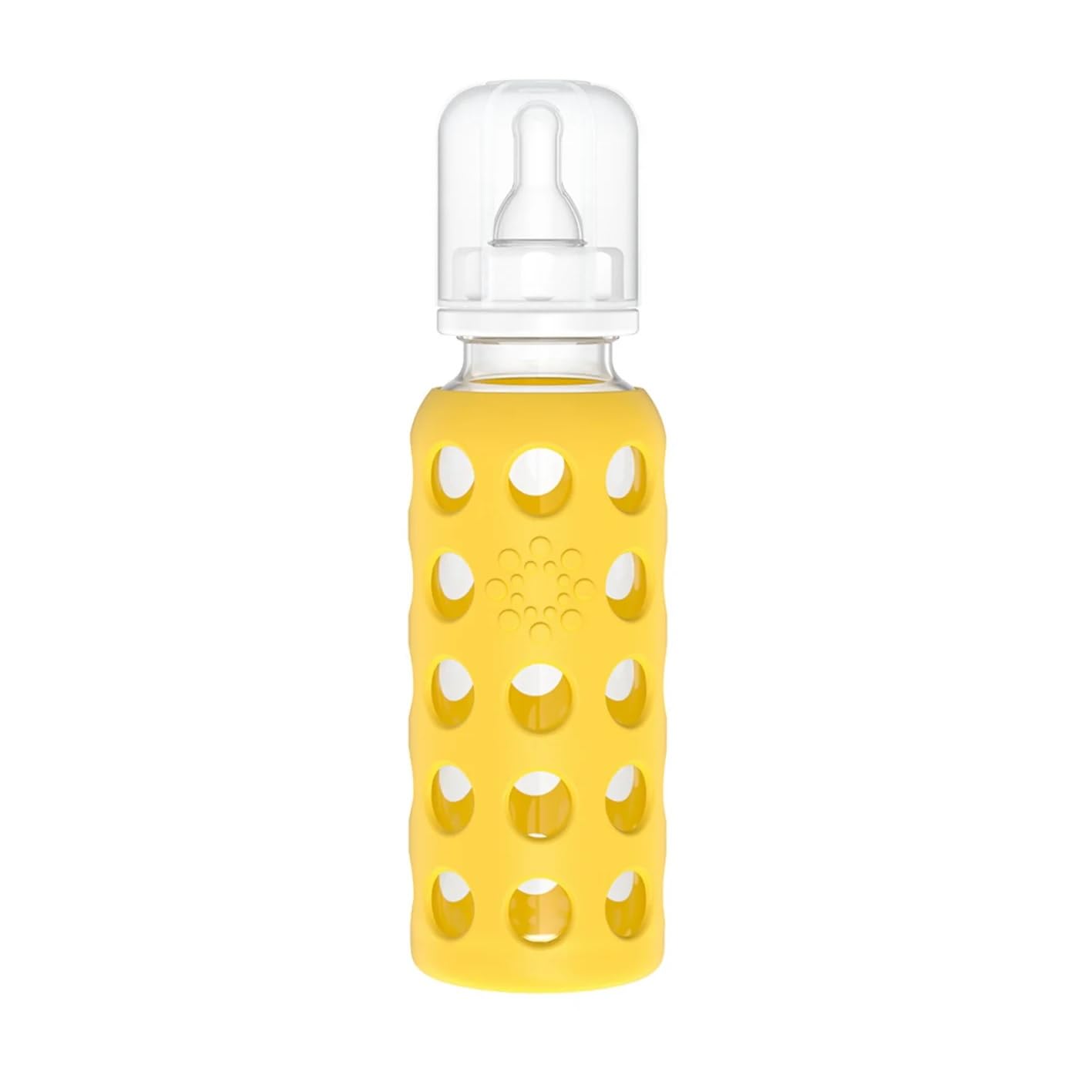 Lifefactory Biberones de vidrio con silicona de 9 onzas, rosa, amarillo, naranja, paquete de 3