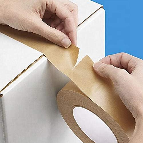 1 rollo de cinta de embalaje de papel kraft engomado marrón, cinta activada por agua, caja de cartón, cinta de embalaje y sellado, accesorios de