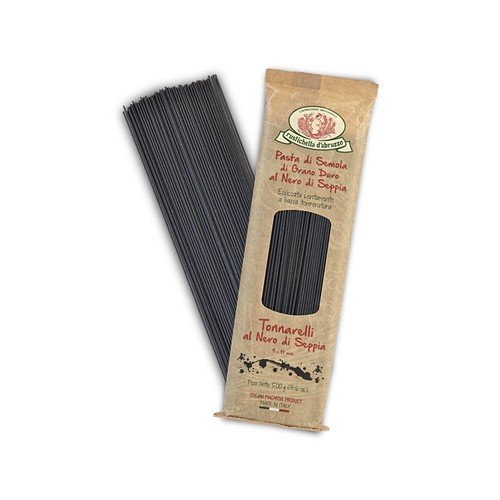 Rustichella D’abruzzo Pasta Tonnarelli de tinta de calamar negro de trigo duro, 17.6 onzas (paquete de 1)
