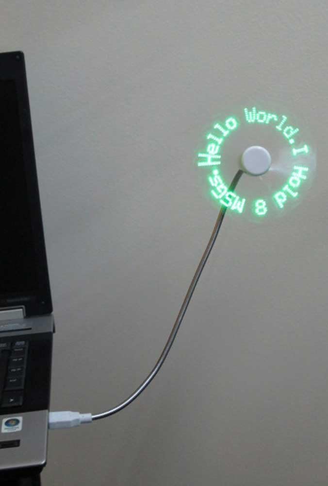 PowerTRC Ventilador de mensaje programable LED con dibujo personalizado – alimentado por USB (LED verde)