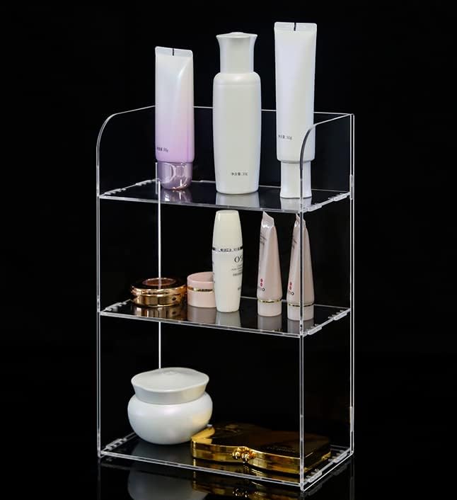 Jusalpha Estante organizador de baño de acrílico transparente de 3 niveles para cosméticos, perfumes, maquillaje, juguetes, especias, bandeja de