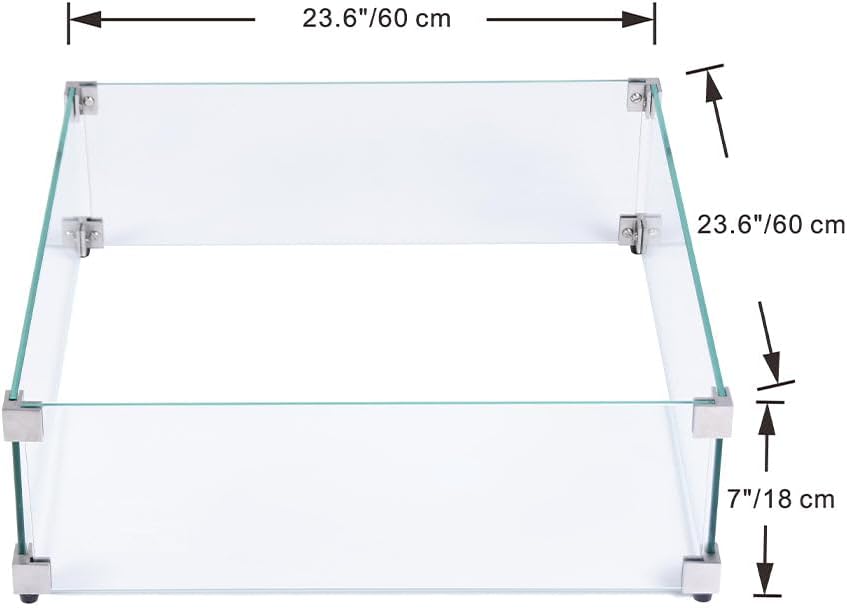 Elementi Pantalla de viento de vidrio para exteriores, protector de viento, cuadrada, transparente, protector de vidrio, pantalla de chimenea,