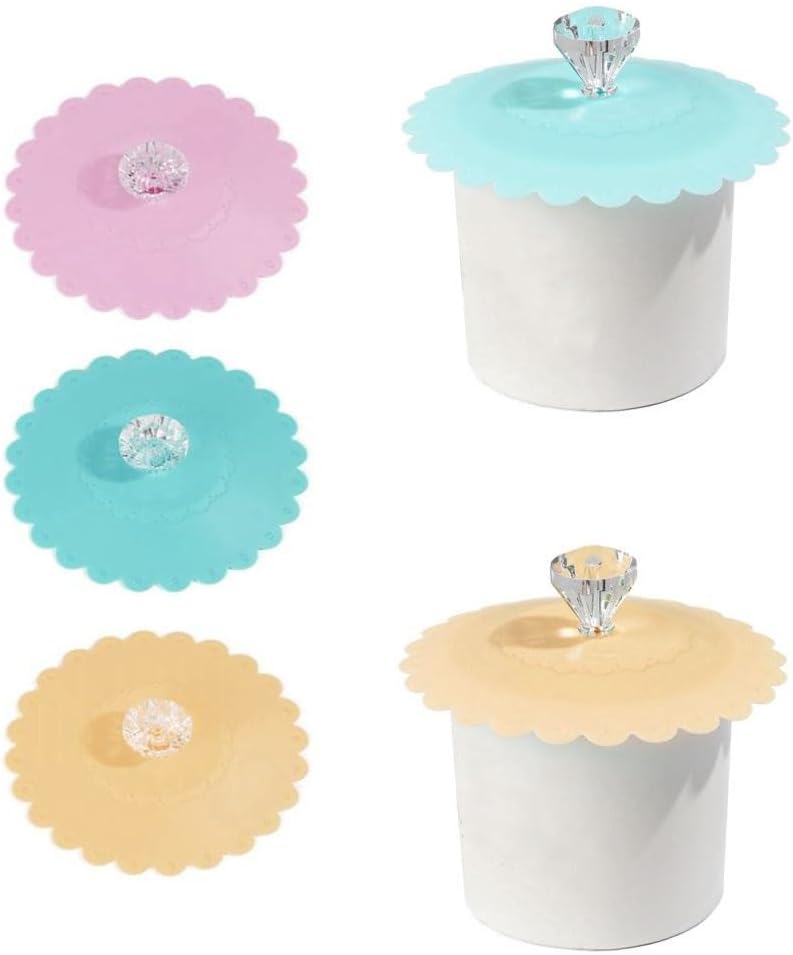 Tapas de taza de silicona 3 piezas, tapas de taza de bebida de silicona, tapas de cubierta de silicona, cubierta de taza de vidrio de silicona