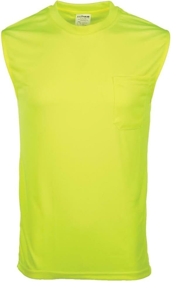 J. J. Keller & Associates, Inc. Camiseta sin mangas de alta visibilidad, absorbe la humedad, bolsillo, naranja, SAFEGEAR
