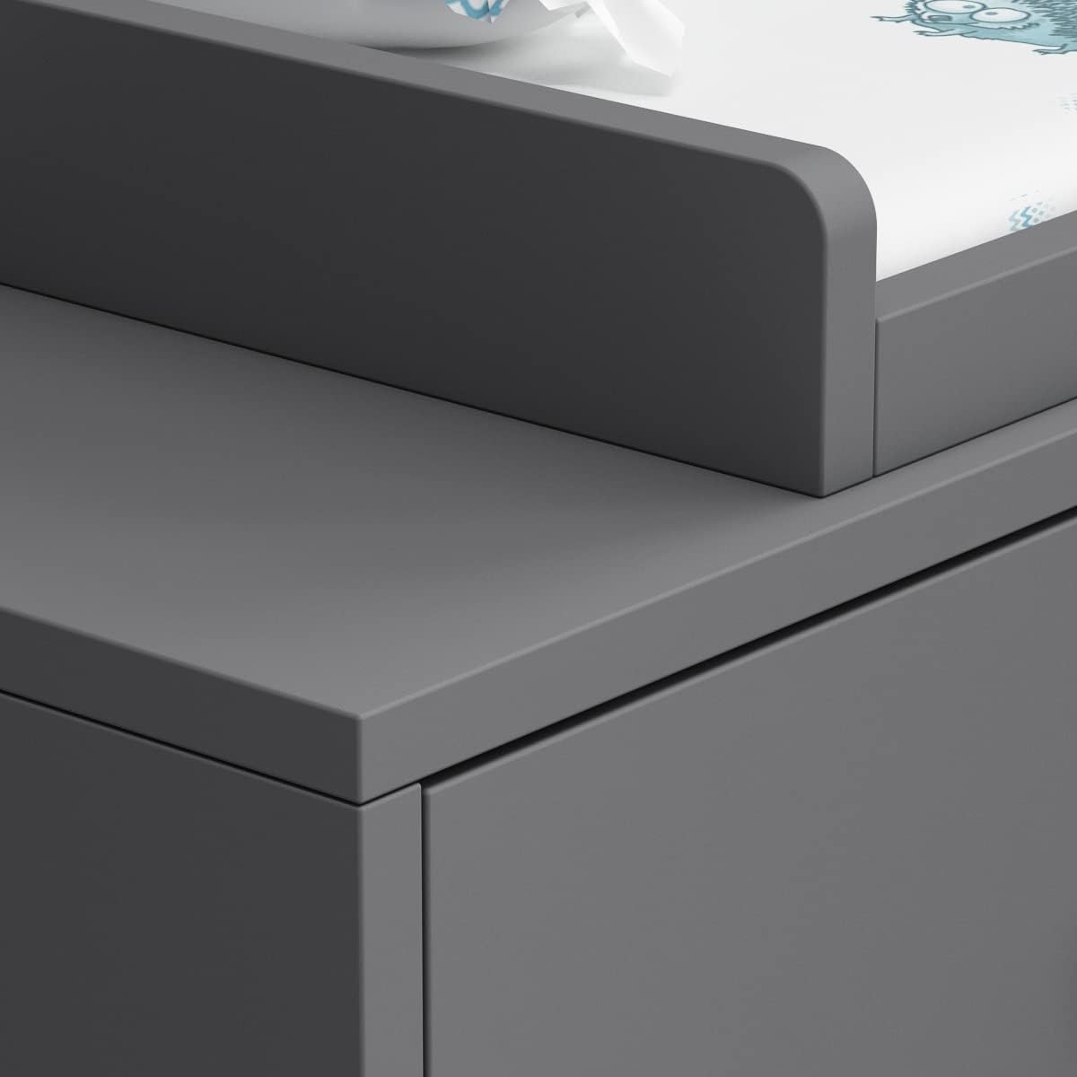 AIEGLE Cómoda para bebé con 6 cajones y cambiador, cómoda para dormitorio de niños, organizador de almacenamiento de madera en gris (45.1 pulgadas