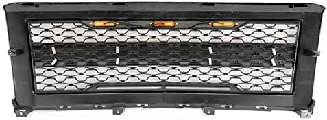 Parrilla de rejilla frontal superior del capó estilo de malla negro mate con luz de señal ámbar para Chevy Silverado 1500 2014-2015
