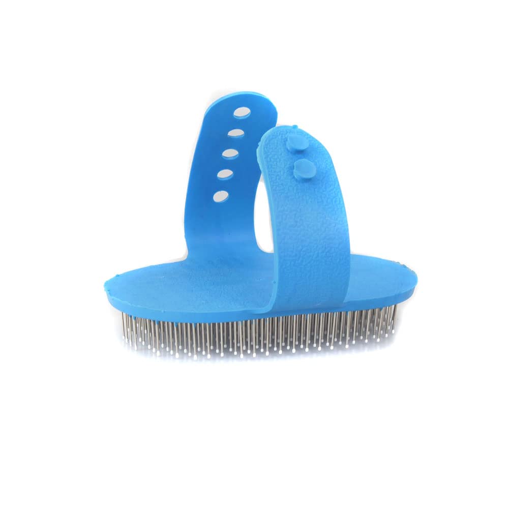 Cepillo de aseo para perros, cepillo de baño para champú para mascotas, peine de goma de masaje calmante con mango de anillo ajustable para perros y
