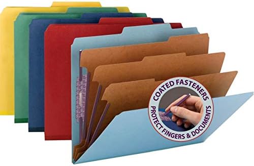 Smead – Carpeta de archivo para clasificación, de cartón prensado, con sujetadores SafeSHIELD, 3 divisiones, expansores de 7.6cm, tamaño carta, Azul