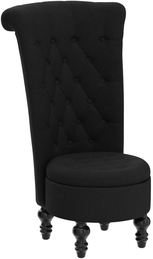 Icoget Silla gótica Queen of Thrones, silla de terciopelo negro con respaldo alto con botones acolchonados, silla decorativa sin brazos con espacio
