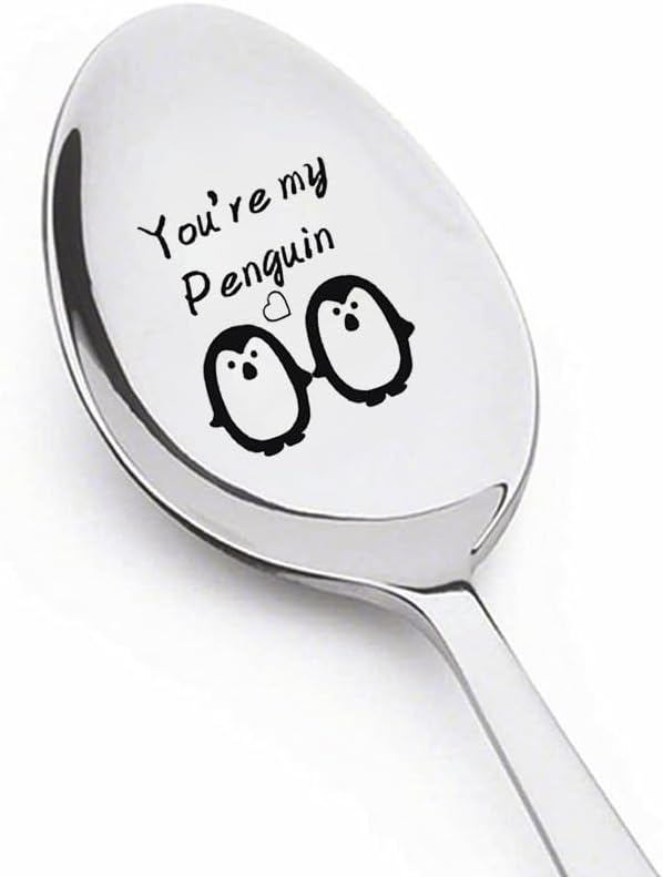 Cuchara de regalo de aniversario de Navidad para pareja, regalos para novio, novia, You Are My Pingüino, cucharas para marido, esposa, pingüino,