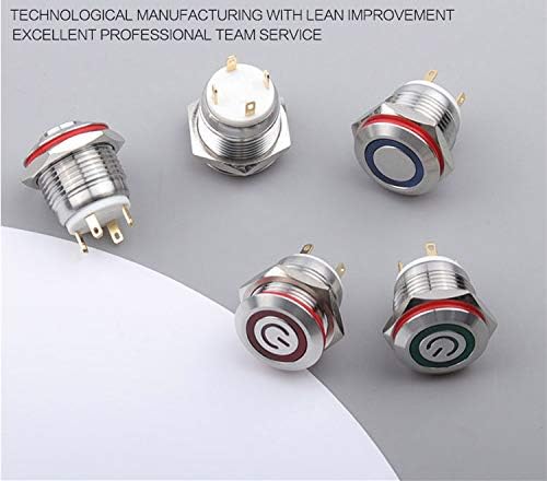 LIVISN Interruptor de chasis de 0.472 in y 0.630 in, interruptor de botón de metal con cable de extensión de 3.3 pies, anillo de símbolo de