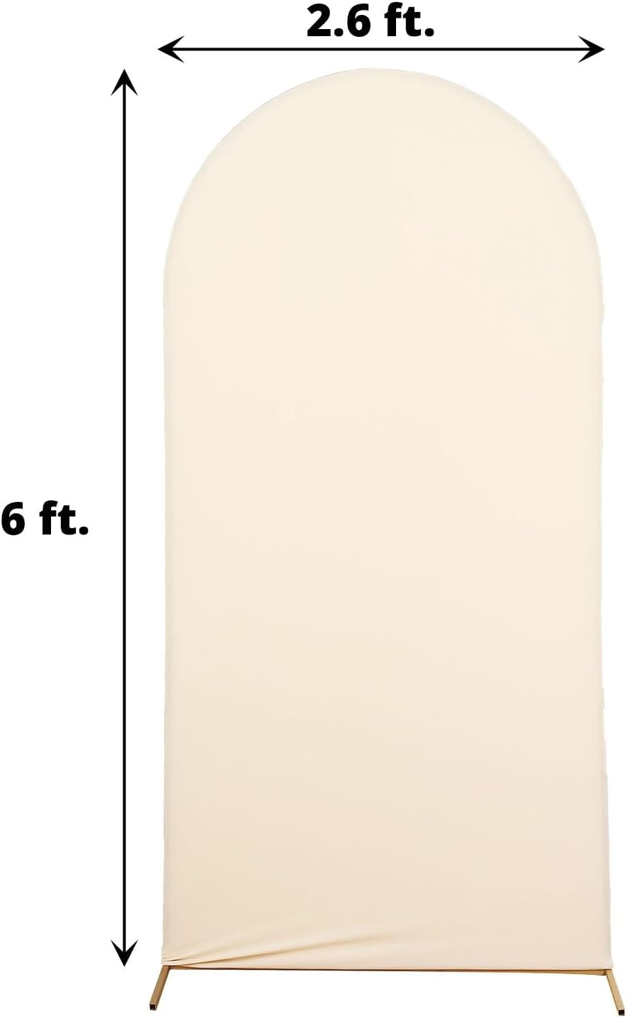 Efavormart – Cubierta de marco de fondo de elastano beige de 6 pies, cubierta de arco de boda de 2 lados
