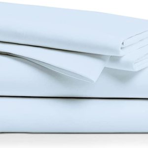 Juego de sábanas y fundas de almohada de algodón tamaño King dividido (Split King, 800 hilos), color azul claro, 5 piezas, sábanas de algodón Juego de sábanas y fundas de almohada de algodón tamaño King dividido (Split King, 800 hilos), color azul claro, 5 piezas, sábanas de algodón