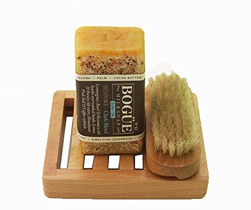 Bogue Goat Milk Soap- Himalayan Pink Salt & Coffee exfoliate, odor neutralizing Lemon & Parsley, nourishing Lemongrass, Basil, Rosemary & Cedarwood.