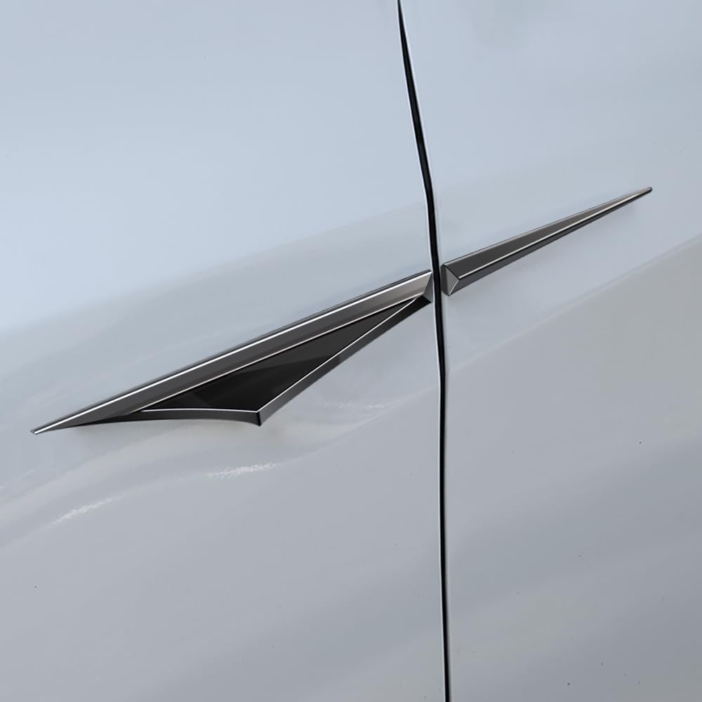 Par de accesorios de metal 3D para automóvil para puertas laterales, hoja, calcomanías para guardabarros de automóvil, emblema de ala lateral,