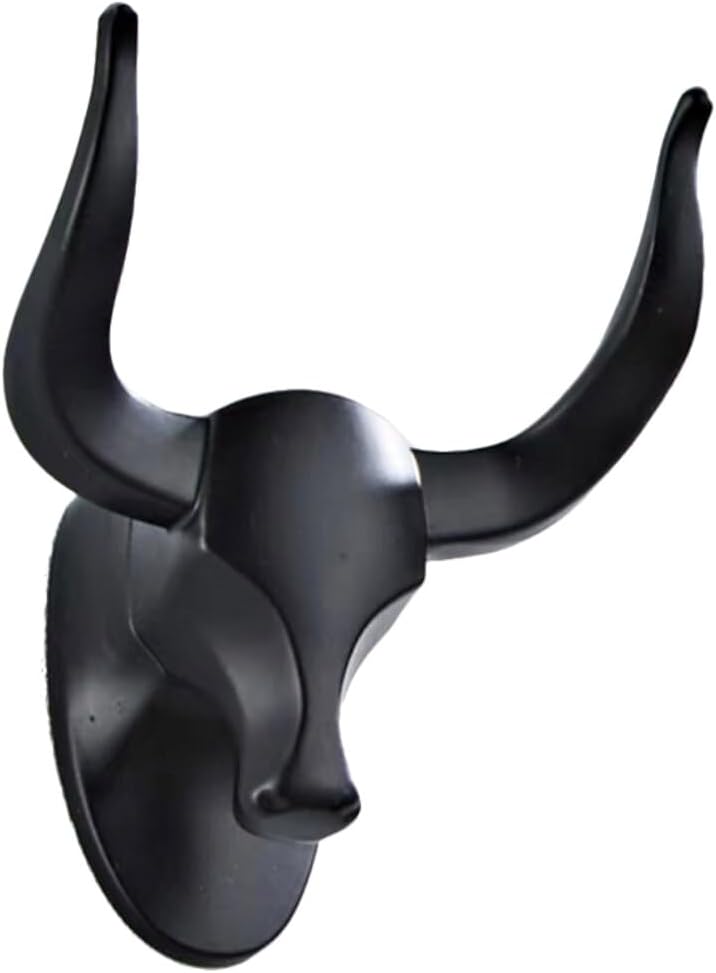 EXCEART Gancho de una sola pared con forma de animal creativo, esculturas de vaca rústicas, colgador de gancho resistente montado en la pared de