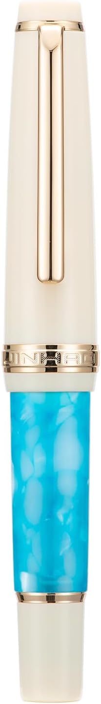 Jinhao 82 – Mini pluma estilográfica acrílica, punta fina de iridio con convertidor de tinta, mini bolígrafo de viaje azul marino de bolsillo corto