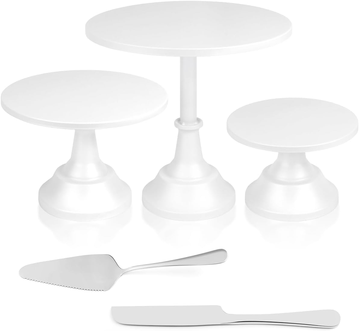 mwellewm Juego de 5 soportes redondos de metal alto para tartas para mesa de postres, soporte para cupcakes de 8, 10, 12 pulgadas, para fiesta,