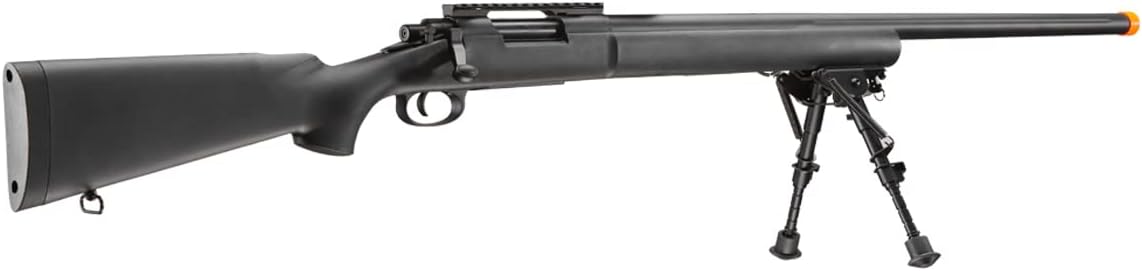 Lancer Tactical Airsoft M24 Bolt Action Sniper Airsoft Rifle con bípode (color negro)