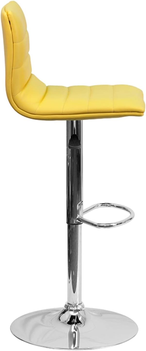 Flash Funiture silla de bar ajustable con base cromada, Vinilo, Amarillo